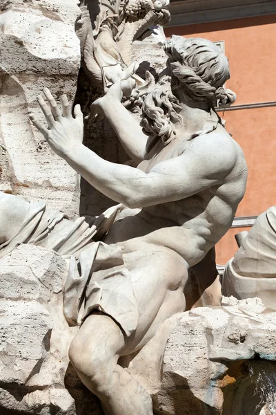 The Fountain of the Four Rivers - Piazza Navona, Rome, — Stock Photo, Image