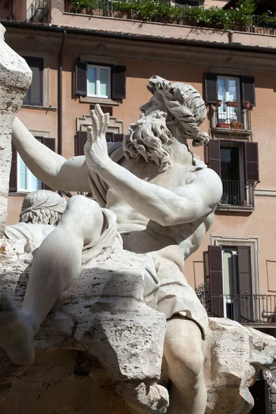 La Fuente de los Cuatro Ríos - Piazza Navona, Roma — Foto de Stock