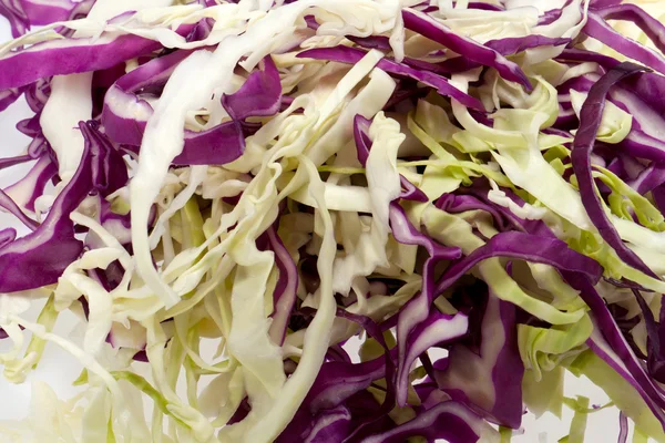 White and Red Cabbage on White Background