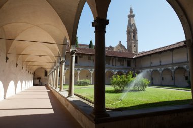Internal courtyard of basilica Santa Croce in Florence, clipart