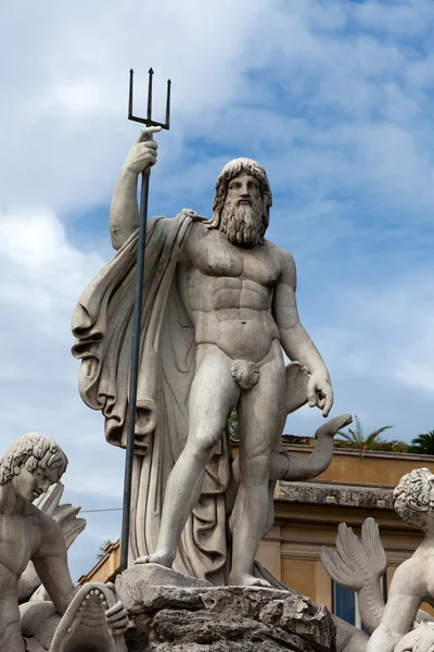 Roma - Fonte de Netuno na Piazza Popolo — Fotografia de Stock