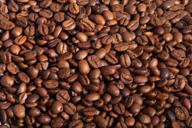 Kahve çekirdekleri beyaz üzerine kapalı.