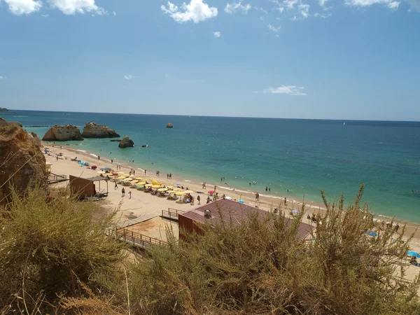 En del av den idylliska stranden Praia de Rocha i Algarve. — Stockfoto