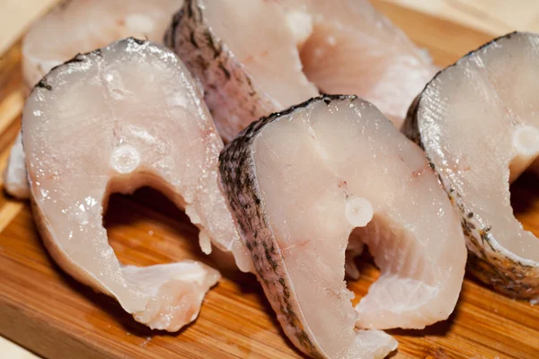 Piece of fresh raw fish. The healthy diet. — Stock Photo, Image