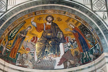 Floransa - mozaik san Miniato kilisenin cephe üzerinde