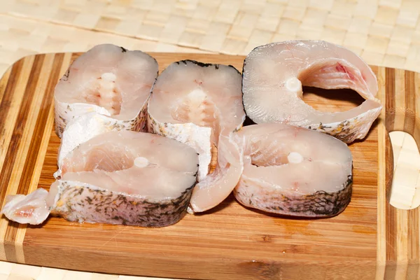 Piece of fresh raw fish. The healthy diet. — Stock Photo, Image