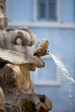İtalya, Piazza della Rotonda Roma 'daki barok çeşmesinin heykel ayrıntıları.
