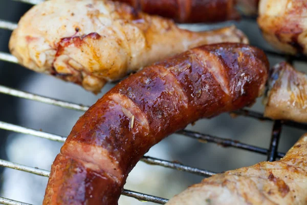 Barbacoa con deliciosa carne a la parrilla — Foto de Stock