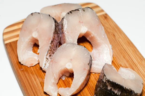 Piece of fresh raw fish. The healthy diet. — Stock Photo, Image