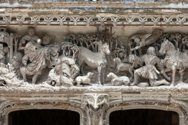 Amboise - leonardo da Vinci'nin gömüldüğü Şapel Saint-Hubert üzerinde oyma geç Gotik detay