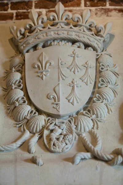 Motywy heraldyczne w zamku amboise. .Valley nad brzegiem Loary. Francja — Zdjęcie stockowe