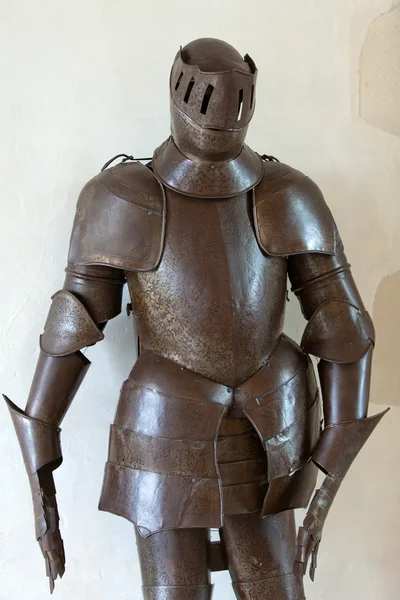 Armour of the medieval knight. Metal protection of the soldier against the weapon of the opponent — Stock Photo, Image