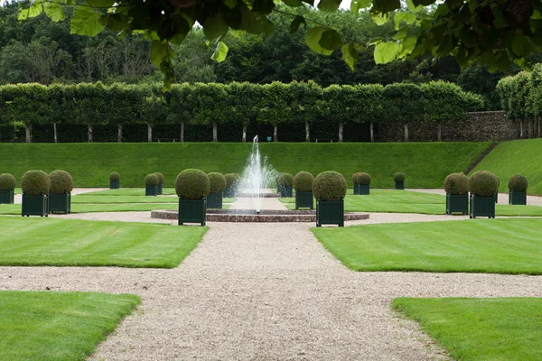 Prachtige, decoratieve tuinen in kastelen in Frankrijk — Stockfoto