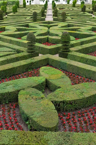 Prächtige, dekorative Gärten auf Schlössern in Frankreich — Stockfoto