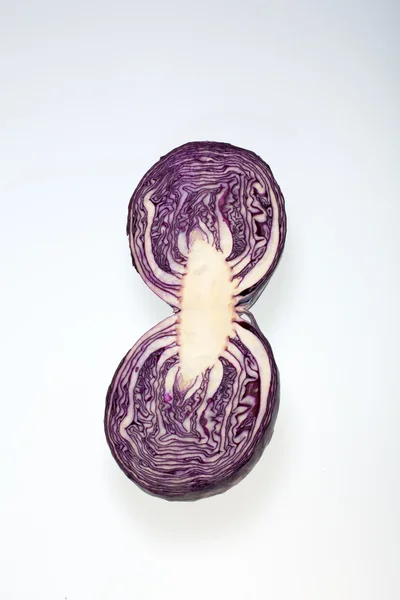 Red Cabbage cross section on White Background — Stock Photo, Image