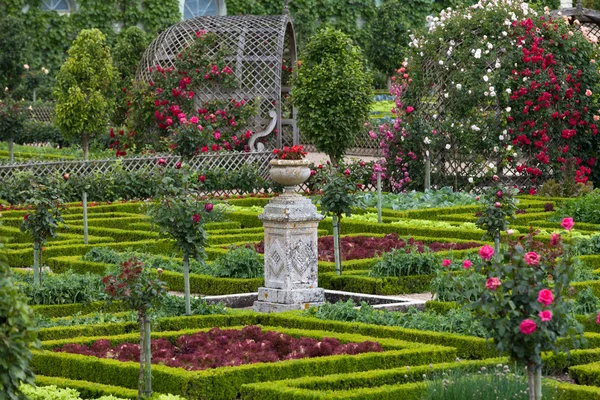 Jardines y Chateau de Villandry en el Valle del Loira en Francia — Foto de Stock