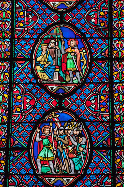 Stained glass windows of Saint Gatien cathedral in Tours, France.