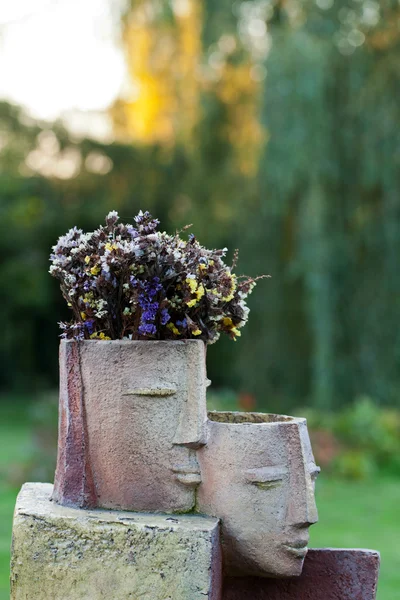 The flower pot in the form of the feminine head — Stock Photo, Image