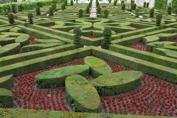 Wspaniałe, dekoracyjne ogrody w zamkach we Francji — Zdjęcie stockowe