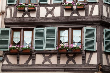 yarı ahşap evleri, colmar, alsace, Fransa