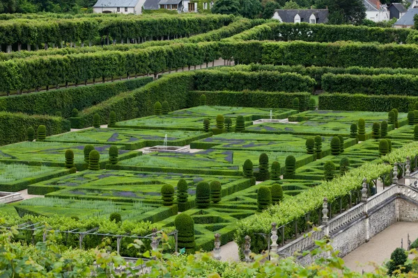 Jardines y Chateau de Villandry en el Valle del Loira en Francia — Foto de Stock