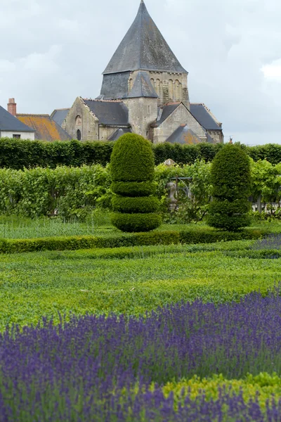 花园和在法国卢瓦尔河谷城堡 de villandry — 图库照片