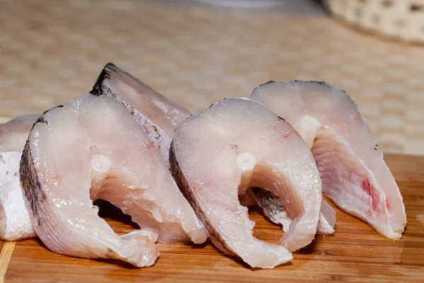 Piece of fresh raw fish. The healthy diet. — Stock Photo, Image