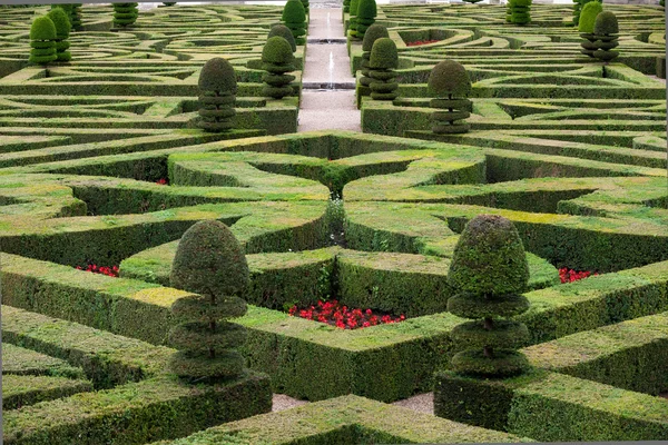 Prächtige, dekorative Gärten auf Schlössern in Frankreich — Stockfoto