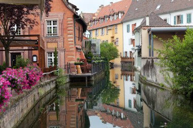 yarı ahşap evleri, colmar, alsace, Fransa