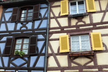 yarı ahşap evleri, colmar, alsace, Fransa