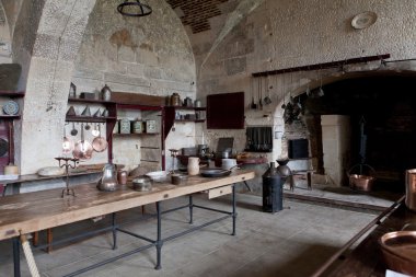 Mutfakta valencay Kalesi. loire Valley, Fransa
