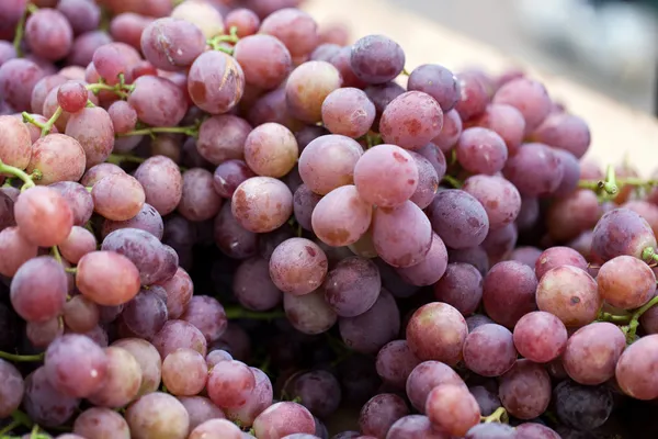 Uvas rojas a la venta en el mercado de agricultores locales . — Foto de Stock