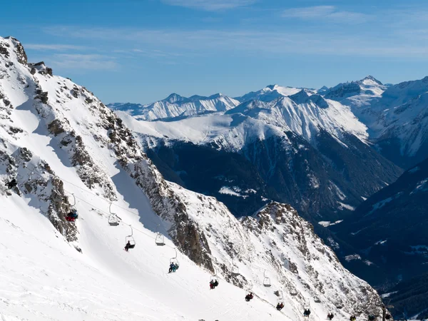 Skigebied in de Alpen — Stockfoto