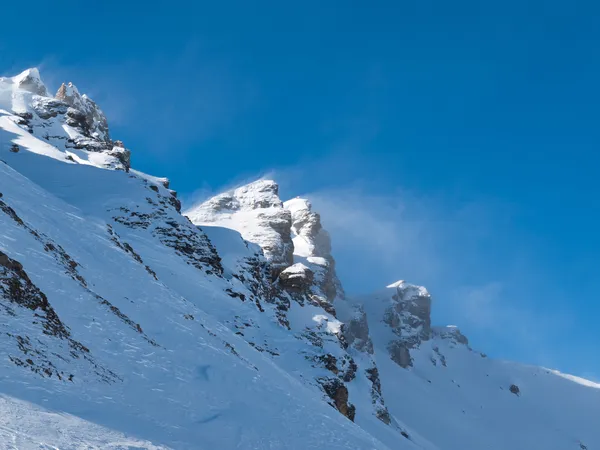 Skigebied in de Alpen — Stockfoto