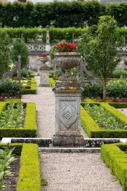 Villandry Şatosu 'ndaki mutfak bahçesi. Loire Vadisi, Fransa