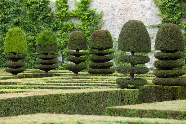 Prächtige, dekorative Gärten auf Schlössern in Frankreich — Stockfoto