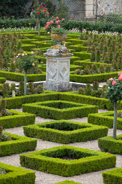 Kitchen garden in  Chateau de Villandry. Loire Valley, France