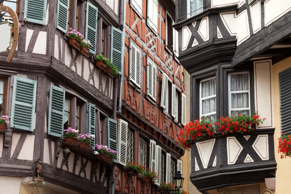 Yarı ahşap evleri, colmar, alsace, Fransa — Stok fotoğraf