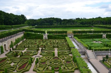 Garden and Chateau de Villandry in Loire Valley in France clipart