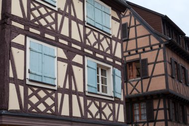 yarı ahşap evleri, colmar, alsace, Fransa