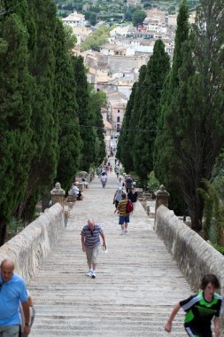 Calvary adımlar pollensa, mallorca, İspanya