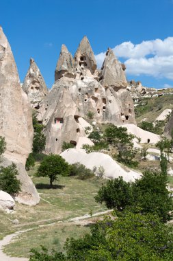Türkiye 'nin Kapadokya kentindeki Uchisar kalesine bakış