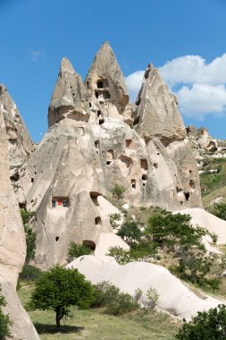 Türkiye 'nin Kapadokya kentindeki Uchisar kalesine bakış