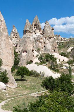 Türkiye 'nin Kapadokya kentindeki Uchisar kalesine bakış