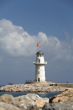 Deniz feneri Port Alanya, Türkiye.