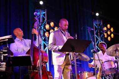 Cracow, Polonya - 11 Temmuz 2021: Branford Marsalis Quartet, Krakow 'da düzenlenen 26.