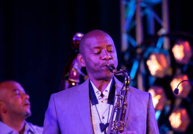 Cracow, Polonya - 11 Temmuz 2021: Branford Marsalis Quartet, Krakow 'da düzenlenen 26.