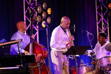 Cracow, Polonya - 11 Temmuz 2021: Branford Marsalis Quartet, Krakow 'da düzenlenen 26.
