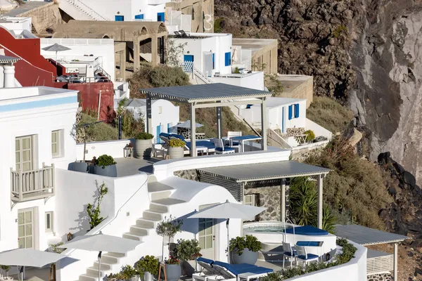 Wybielone Domy Imerovigli Wyspie Santorini Cyklady Grecja — Zdjęcie stockowe