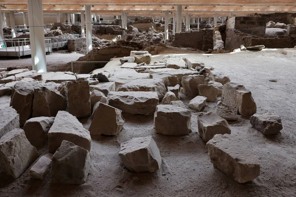 Santorin Griechenland Juli 2021 Akrotiri Ausgrabungsstätte Einer Minoischen Bronzezeit Siedlung — Stockfoto